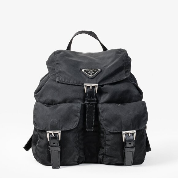 Prada Saffiano-Trimmed Tessuto Backpack
